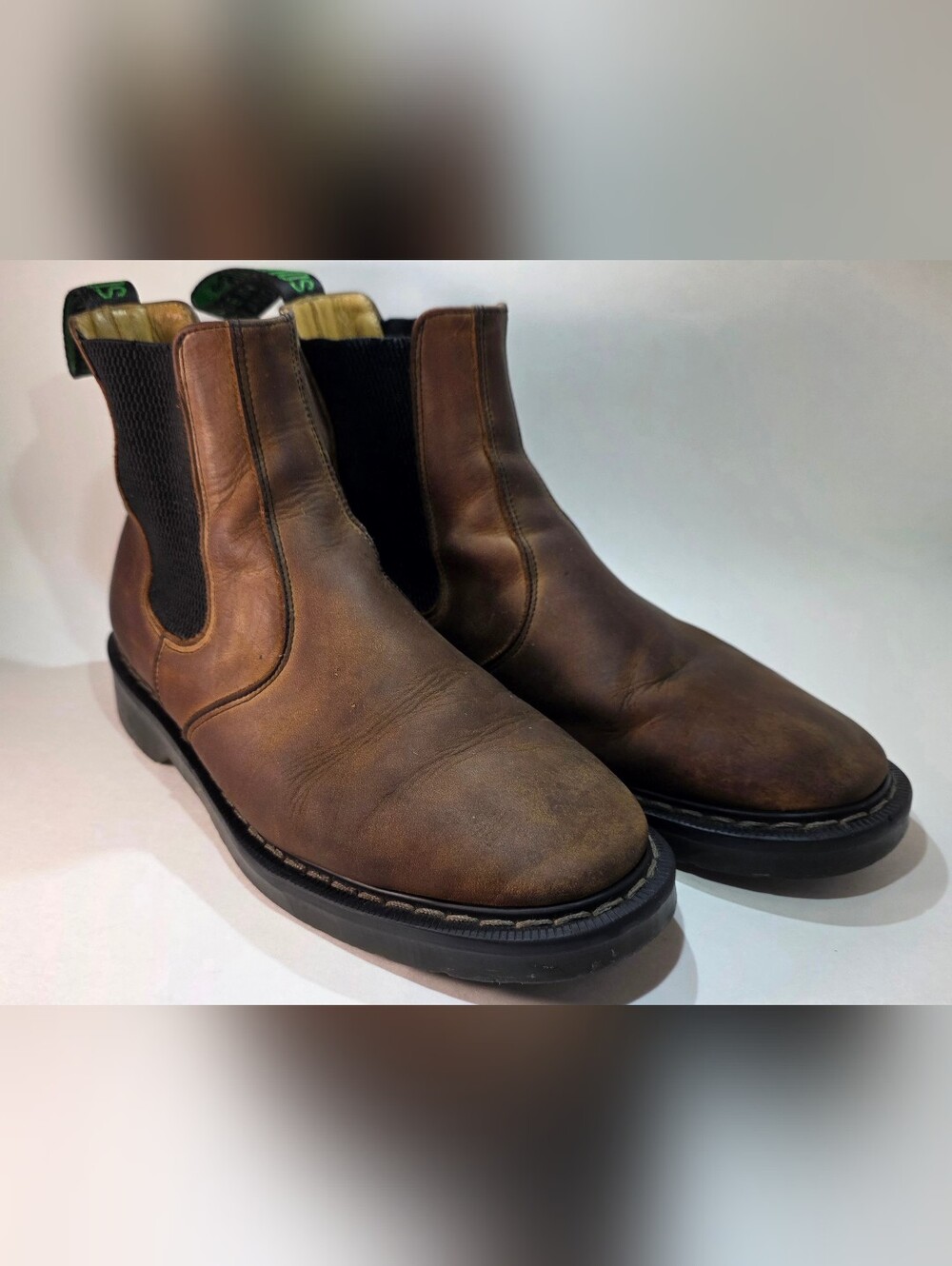 Solivair Brown Goucho Crazy Horse Greasy Pull Up Smoke Chelsea Leather UK 5.5
